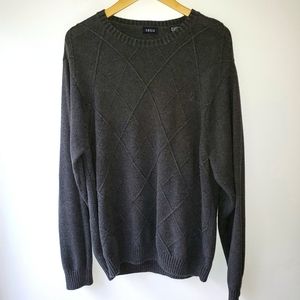 IZOD Dark Grey Crewneck Sweater Argyle Pattern XL